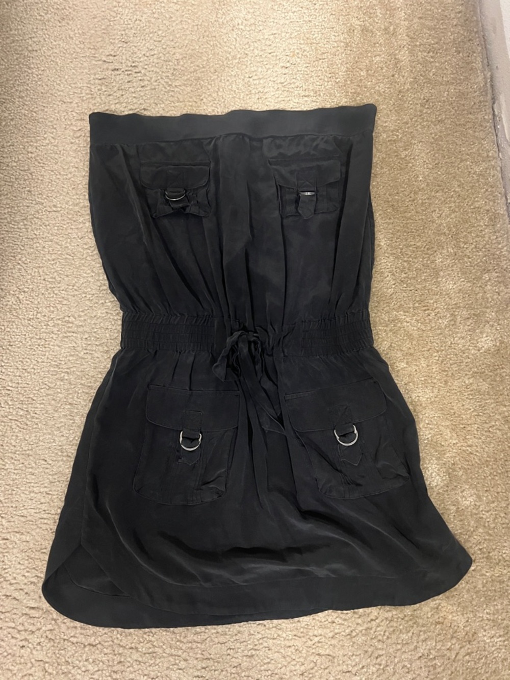 bebe Black Strapless Pocket Detail Dress
